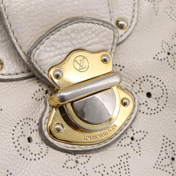 LOUIS VUITTON Mahina Solar PoweredGM Bag Leather White M93128 LV Auth bs34140