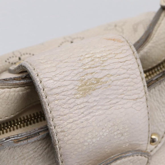 LOUIS VUITTON Mahina Solar PoweredGM Bag Leather White M93128 LV Auth bs34140