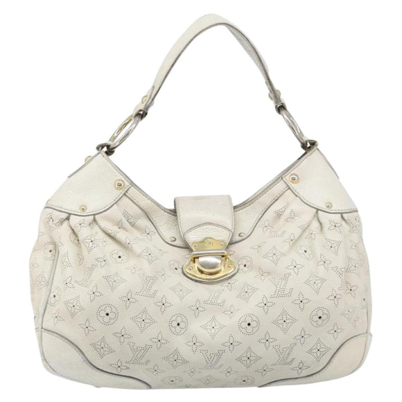 LOUIS VUITTON Mahina Solar PoweredGM Bag Leather White M93128 LV Auth bs34140