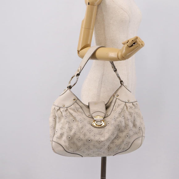 LOUIS VUITTON Mahina Solar PoweredGM Bag Leather White M93128 LV Auth bs34140