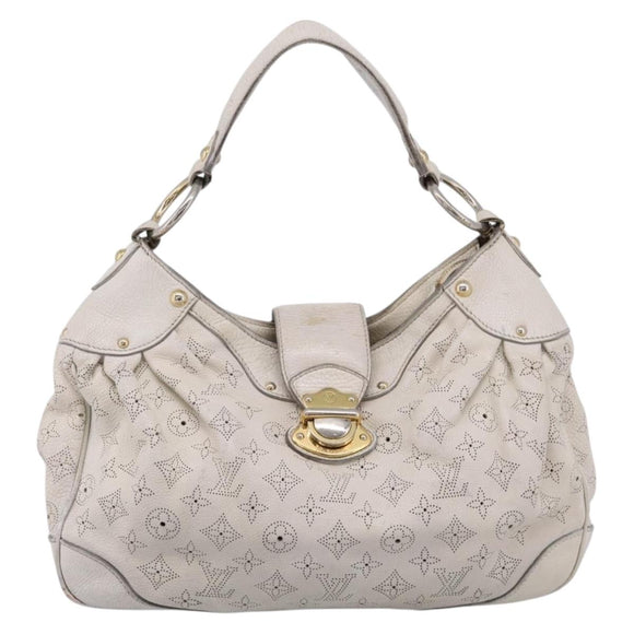 LOUIS VUITTON Mahina Solar PoweredGM Bag Leather White M93128 LV Auth bs34140