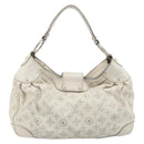 LOUIS VUITTON Mahina Solar PoweredGM Bag Leather White M93128 LV Auth bs34140-2