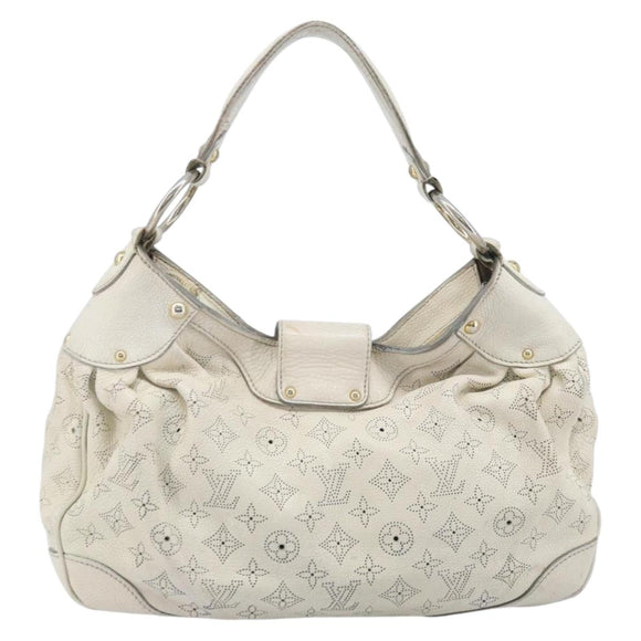 LOUIS VUITTON Mahina Solar PoweredGM Bag Leather White M93128 LV Auth bs34140