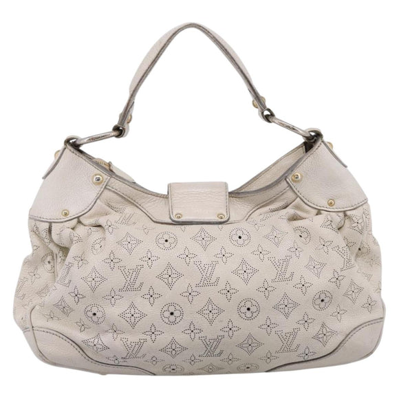 LOUIS VUITTON Mahina Solar PoweredGM Bag Leather White M93128 LV Auth bs34140