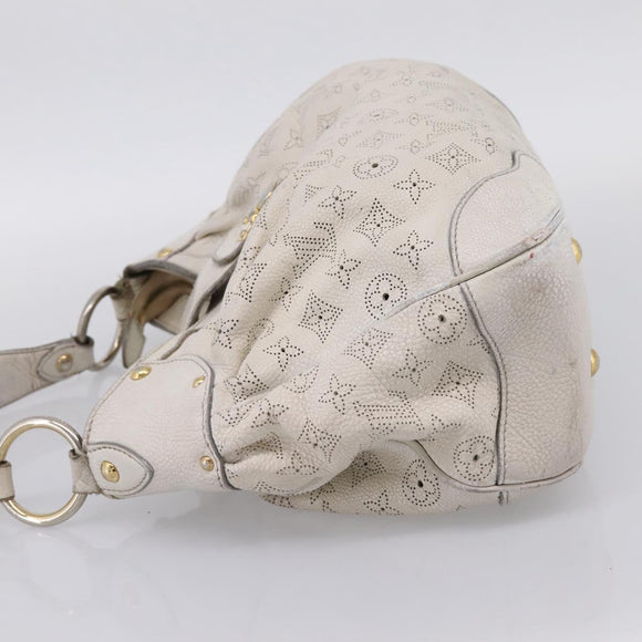 LOUIS VUITTON Mahina Solar PoweredGM Bag Leather White M93128 LV Auth bs34140