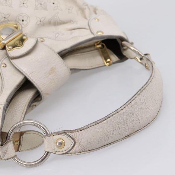 LOUIS VUITTON Mahina Solar PoweredGM Bag Leather White M93128 LV Auth bs34140
