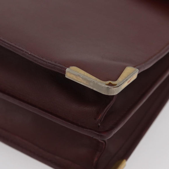 CARTIER Must Line Business Bag Leather Bordeaux Gold Auth bs34144