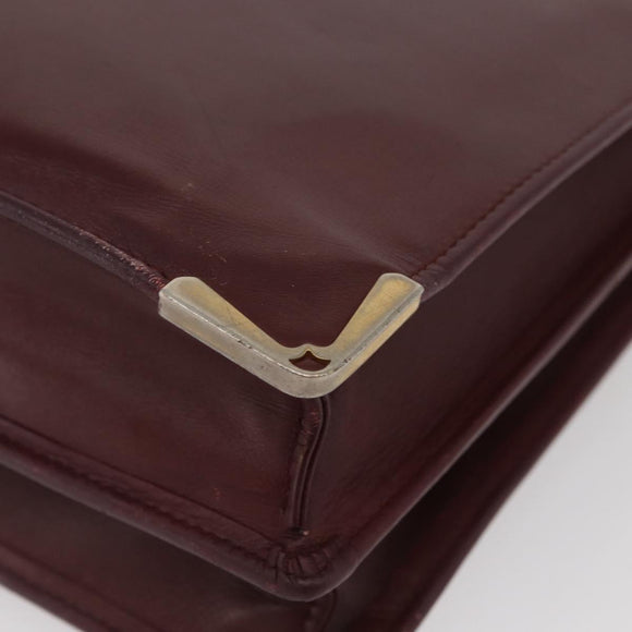 CARTIER Must Line Business Bag Leather Bordeaux Gold Auth bs34144