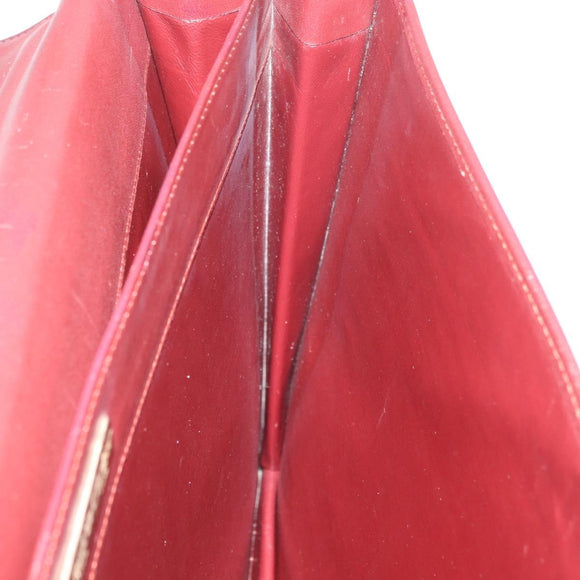 CARTIER Must Line Business Bag Leather Bordeaux Gold Auth bs34144