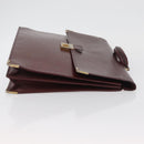 CARTIER Must Line Business Bag Leather Bordeaux Gold Auth bs34144-4