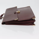 CARTIER Must Line Business Bag Leather Bordeaux Gold Auth bs34144-5