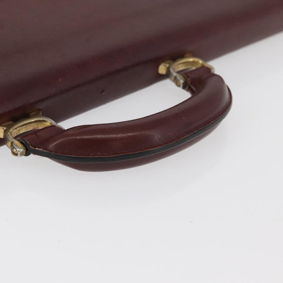CARTIER Must Line Business Bag Leather Bordeaux Gold Auth bs34144