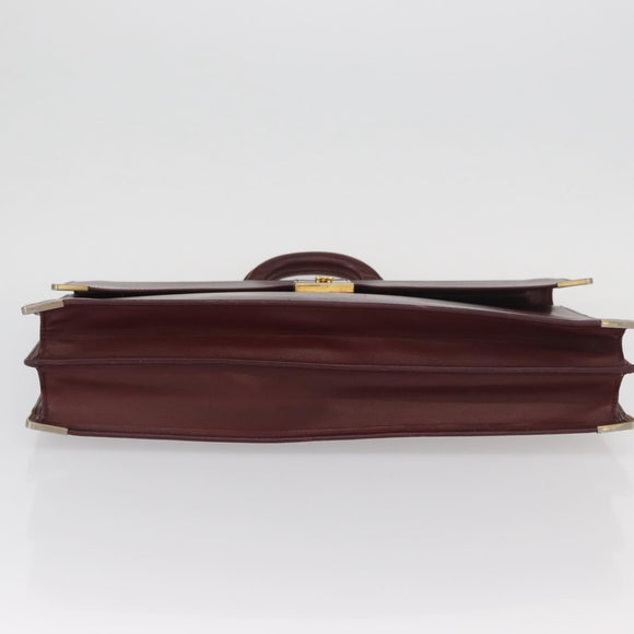 CARTIER Must Line Business Bag Leather Bordeaux Gold Auth bs34144