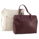 BALLY Cartier Shoulder Bag Leather 2 Set Bordeaux White Auth bs34145-1