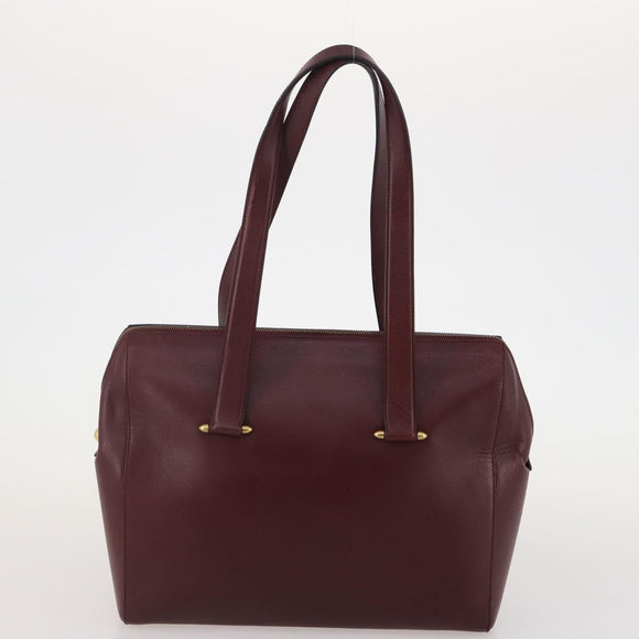 BALLY Cartier Shoulder Bag Leather 2 Set Bordeaux White Auth bs34145