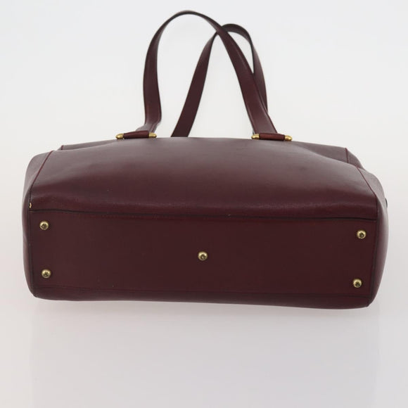 BALLY Cartier Shoulder Bag Leather 2 Set Bordeaux White Auth bs34145
