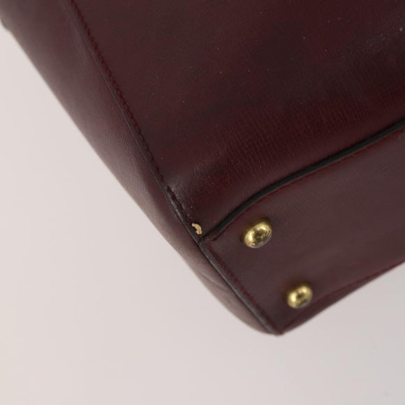 BALLY Cartier Shoulder Bag Leather 2 Set Bordeaux White Auth bs34145