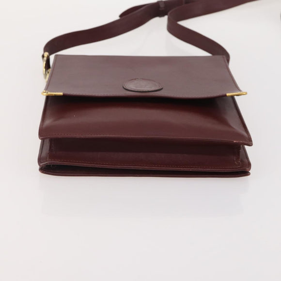 CARTIER Shoulder Bag Leather 2 Set Bordeaux Beige Auth bs34146