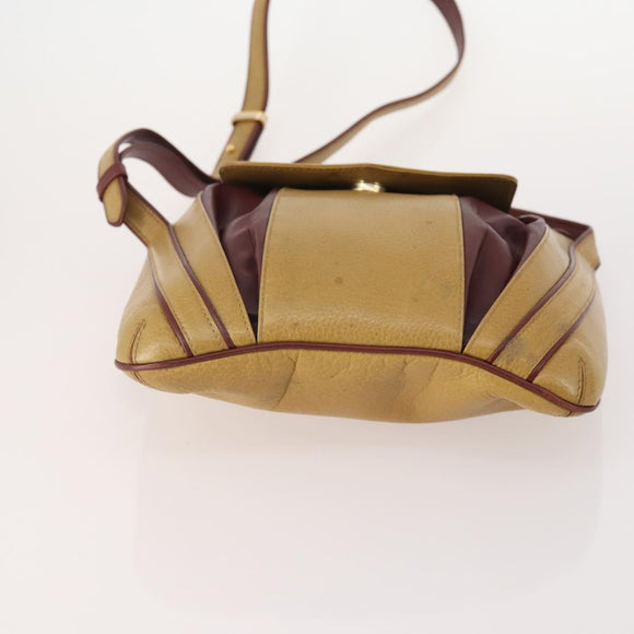 CARTIER Shoulder Bag Leather 2 Set Bordeaux Beige Auth bs34146