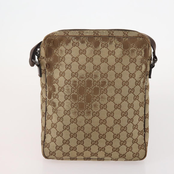 GUCCI GG Canvas Shoulder Bag Leather 3 Set Black Beige Auth bs34147