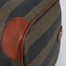 FENDI Pecan Canvas Boston Bag PVC Brown Black Auth bs34148-10