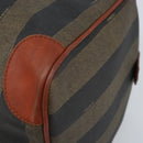 FENDI Pecan Canvas Boston Bag PVC Brown Black Auth bs34148-12