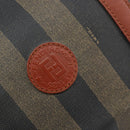 FENDI Pecan Canvas Boston Bag PVC Brown Black Auth bs34148-14
