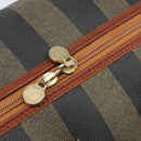 FENDI Pecan Canvas Boston Bag PVC Brown Black Auth bs34148-15
