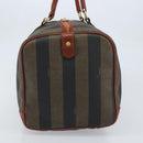 FENDI Pecan Canvas Boston Bag PVC Brown Black Auth bs34148-5