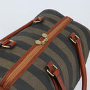 FENDI Pecan Canvas Boston Bag PVC Brown Black Auth bs34148-6