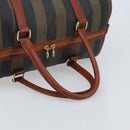 FENDI Pecan Canvas Boston Bag PVC Brown Black Auth bs34148-7