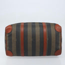 FENDI Pecan Canvas Boston Bag PVC Brown Black Auth bs34148-9