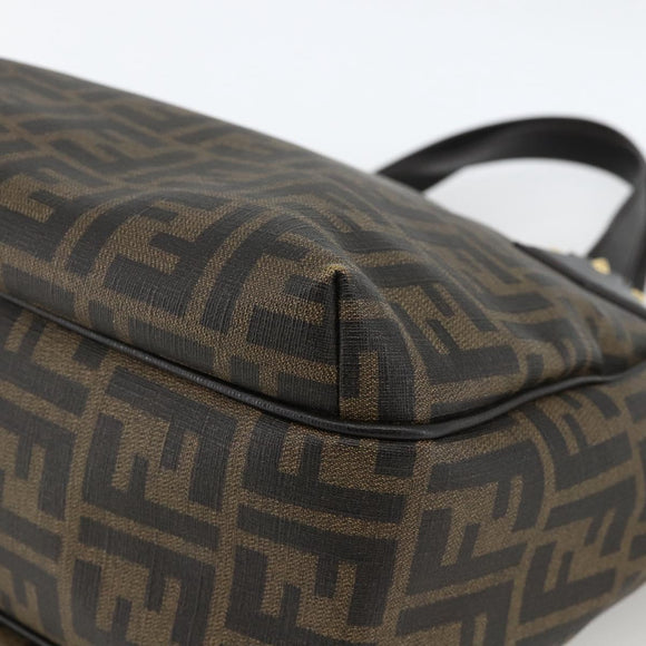 FENDI Zucca Canvas Hand Bag Black Brown Auth bs34149