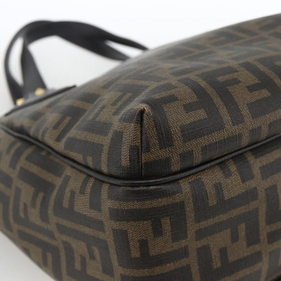 FENDI Zucca Canvas Hand Bag Black Brown Auth bs34149