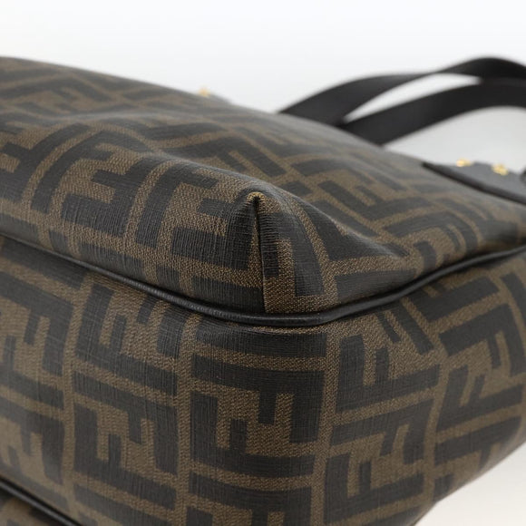 FENDI Zucca Canvas Hand Bag Black Brown Auth bs34149