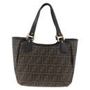 FENDI Zucca Canvas Hand Bag Black Brown Auth bs34149-2