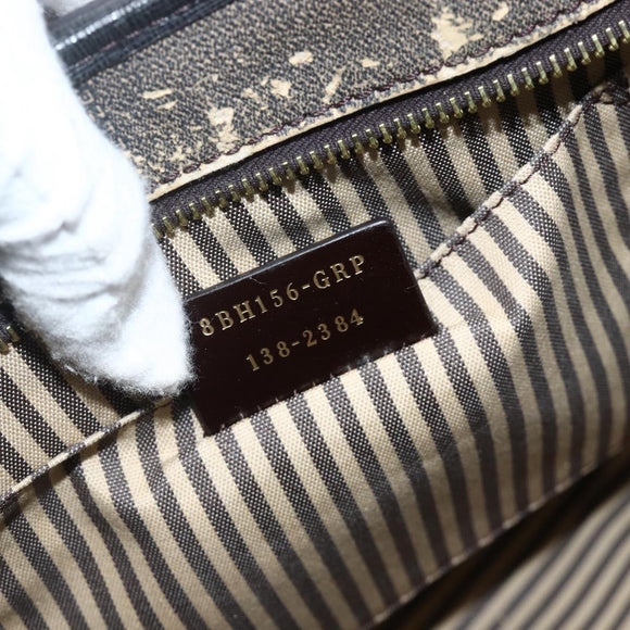 FENDI Zucca Canvas Hand Bag Black Brown Auth bs34149