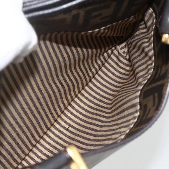 FENDI Zucca Canvas Hand Bag Black Brown Auth bs34149
