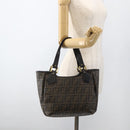 FENDI Zucca Canvas Hand Bag Black Brown Auth bs34149-23