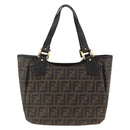 FENDI Zucca Canvas Hand Bag Black Brown Auth bs34149-3