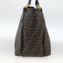 FENDI Zucca Canvas Hand Bag Black Brown Auth bs34149-4
