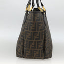 FENDI Zucca Canvas Hand Bag Black Brown Auth bs34149-5