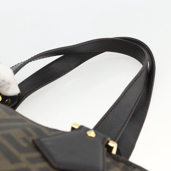 FENDI Zucca Canvas Hand Bag Black Brown Auth bs34149