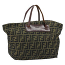 FENDI Zucca Canvas Hand Bag Black Brown Auth bs34150-1