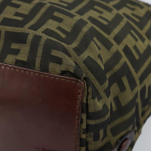FENDI Zucca Canvas Hand Bag Black Brown Auth bs34150