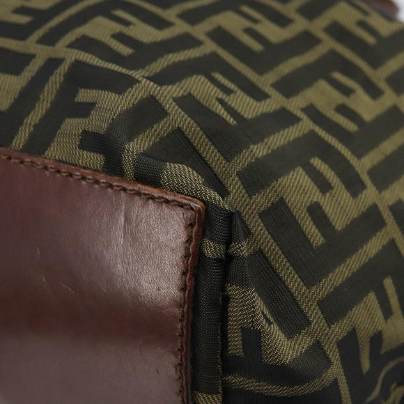 FENDI Zucca Canvas Hand Bag Black Brown Auth bs34150