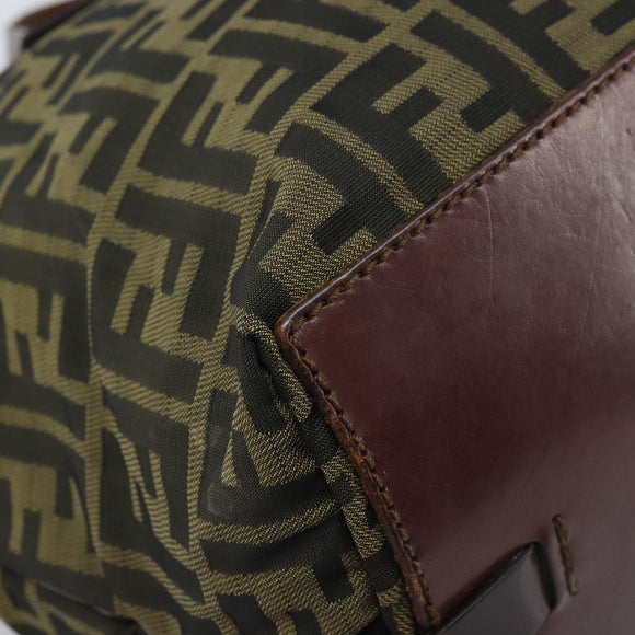FENDI Zucca Canvas Hand Bag Black Brown Auth bs34150
