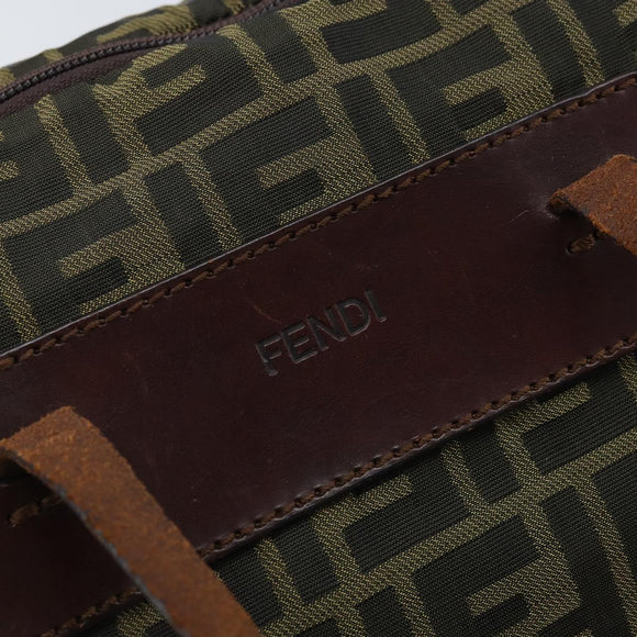 FENDI Zucca Canvas Hand Bag Black Brown Auth bs34150