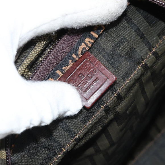 FENDI Zucca Canvas Hand Bag Black Brown Auth bs34150