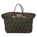 FENDI Zucca Canvas Hand Bag Black Brown Auth bs34150-3